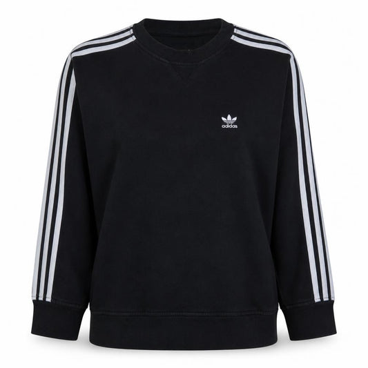 Front view of Adidas Women Black Crew Neck Pullover Sweatshirt UK 10