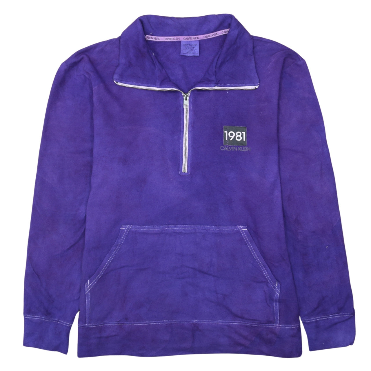 Calvin Klein Men's Purple XL 1/4 Zip Logo Fleece Sweatshirt