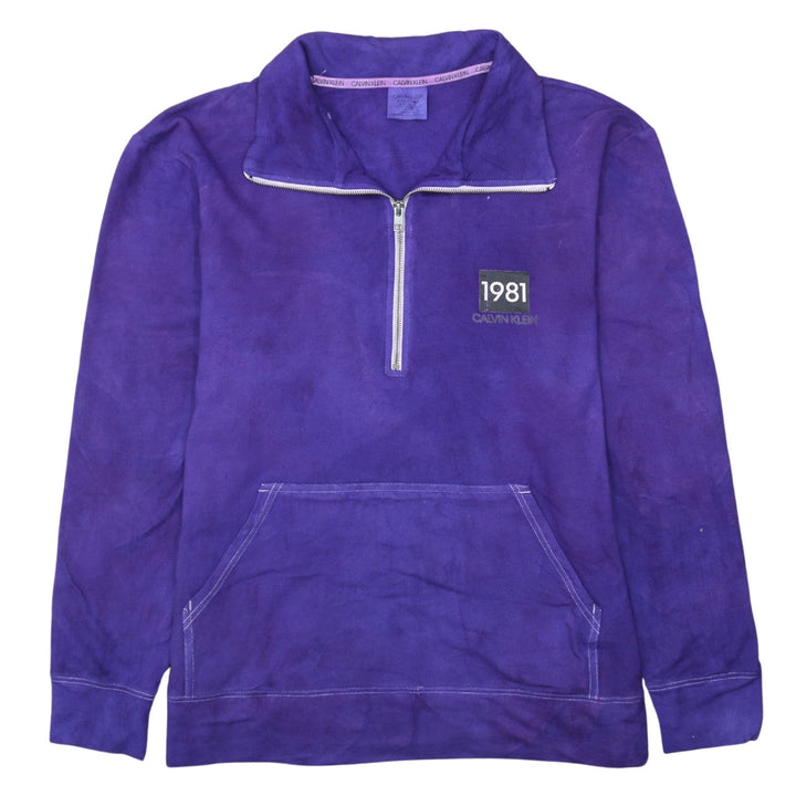 Calvin Klein Men's Purple XL 1/4 Zip Logo Fleece Sweatshirt