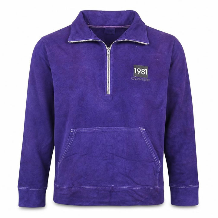 Calvin Klein Men's Purple XL 1/4 Zip Logo Fleece Sweatshirt