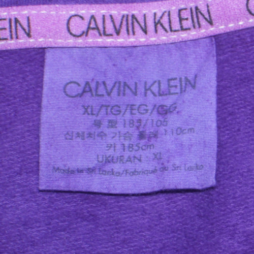 Calvin Klein Men's Purple XL 1/4 Zip Logo Fleece Sweatshirt