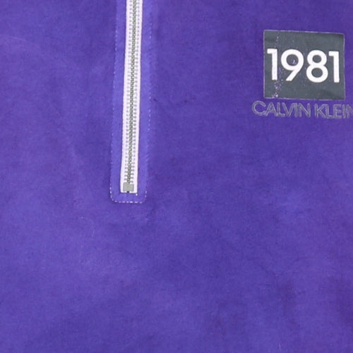 Calvin Klein Men's Purple XL 1/4 Zip Logo Fleece Sweatshirt