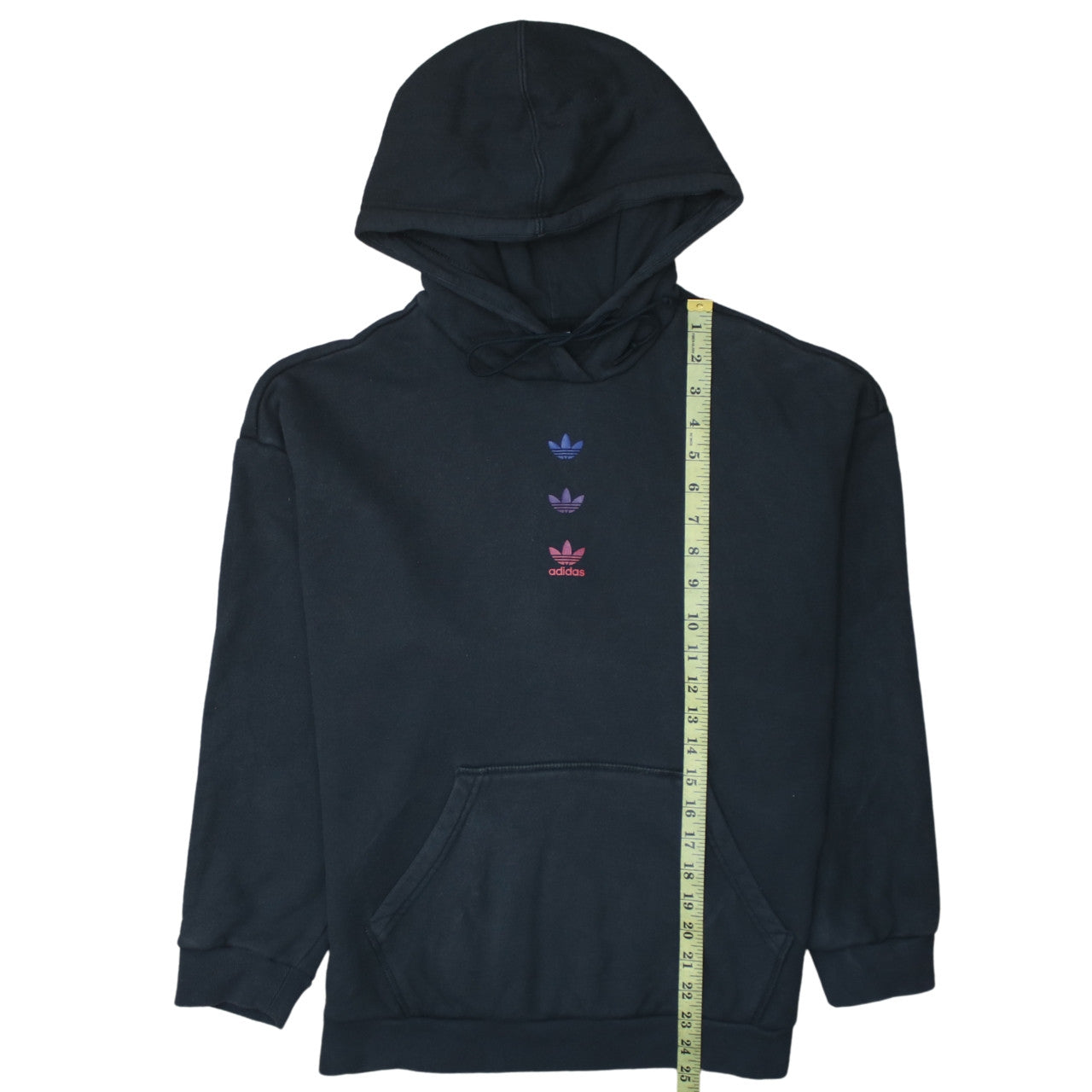 Adidas Women Black Pullover Hoodie L Cotton Blend Logo Sportswear