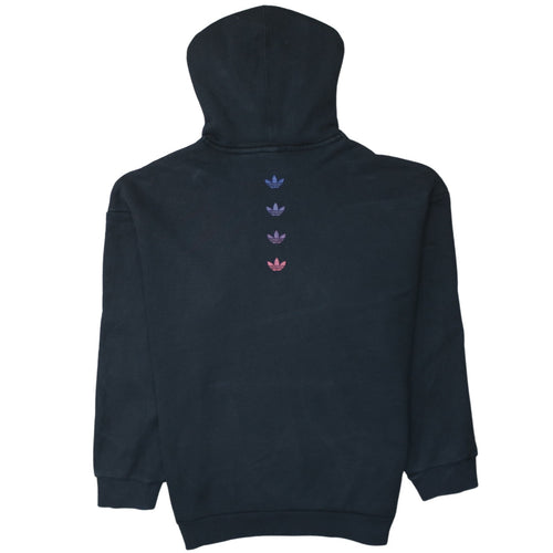Adidas Women Black Pullover Hoodie L Cotton Blend Logo Sportswear