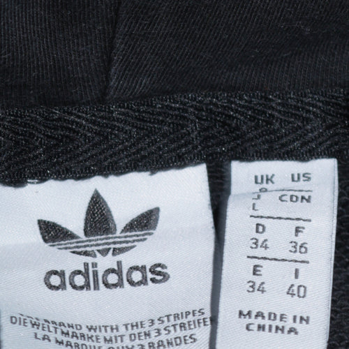Adidas Women Black Pullover Hoodie L Cotton Blend Logo Sportswear