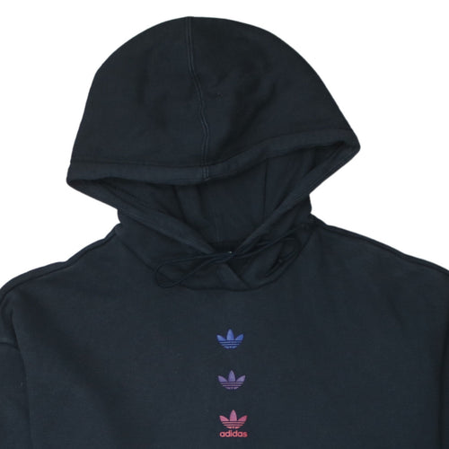 Adidas Women Black Pullover Hoodie L Cotton Blend Logo Sportswear