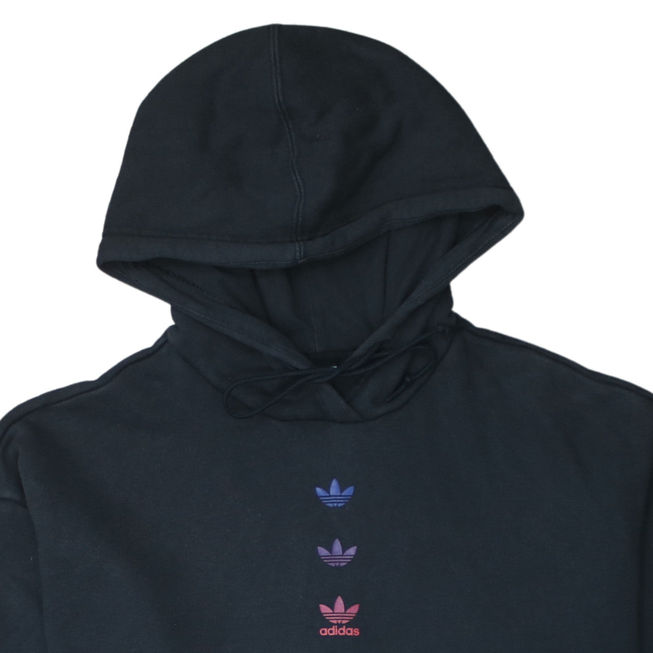 Adidas Women Black Pullover Hoodie L Cotton Blend Logo Sportswear