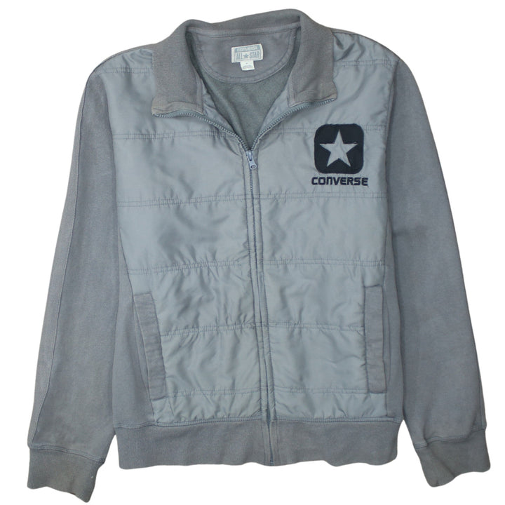 Converse Men’s Grey Bomber Jacket Size M Full Zip Cotton Blend