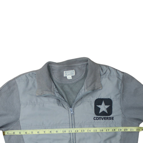Converse Men’s Grey Bomber Jacket Size M Full Zip Cotton Blend