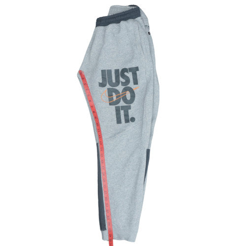 Nike Men's Grey Jogger Sweatpants L Elastic Waist Logo Sportswear