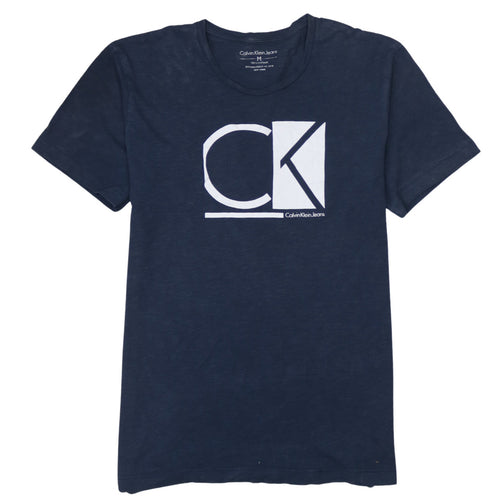 Calvin Klein Jeans Men's Blue Logo Graphic Cotton T-Shirt M