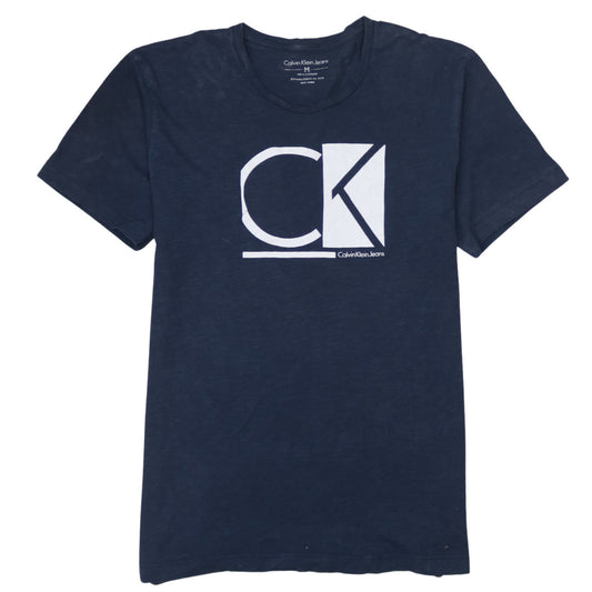 Calvin Klein Jeans Men's Blue Logo Graphic Cotton T-Shirt M