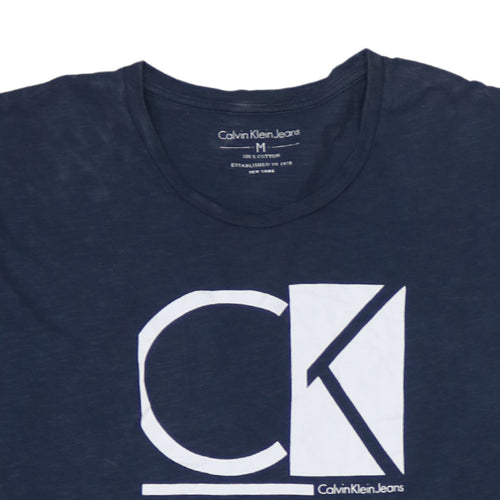 Calvin Klein Jeans Men's Blue Logo Graphic Cotton T-Shirt M