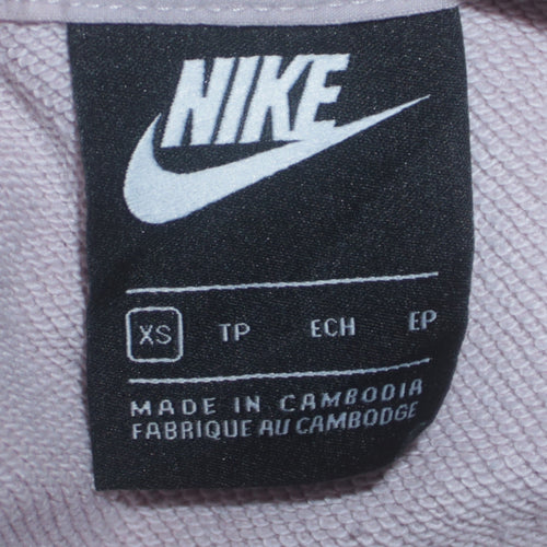 Nike Women’s Beige XS Pullover Hoodie with Drawstring & Kangaroo Pockets