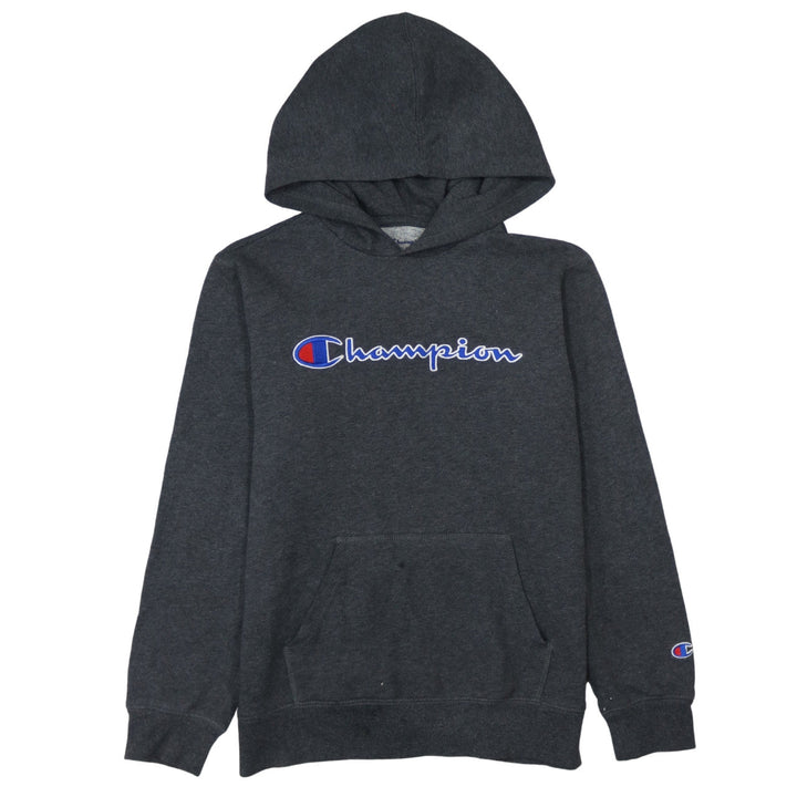 Champion Womens Dark Grey Pullover Hoodie L Logo Graphic Casual
