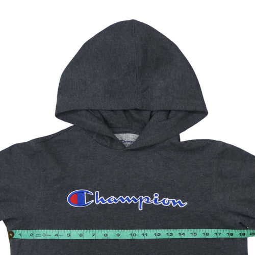 Champion Womens Dark Grey Pullover Hoodie L Logo Graphic Casual