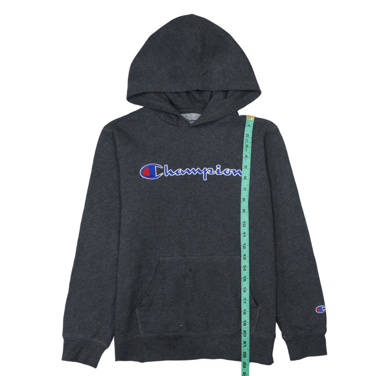 Champion Womens Dark Grey Pullover Hoodie L Logo Graphic Casual