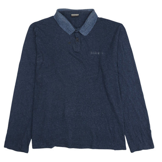 Napapijri Men's Blue Long Sleeve Polo Shirt 3XL Cotton