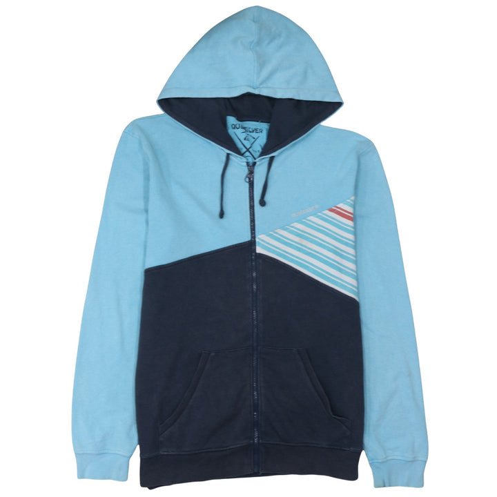 Quiksilver Men's Blue Colour Block Full Zip Hoodie Size XL