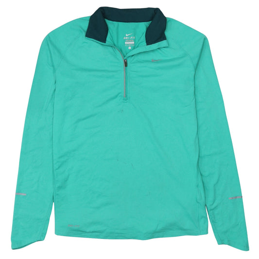 Nike Men's Green Dri-FIT Long Sleeve 1/4 Zip Running Top L