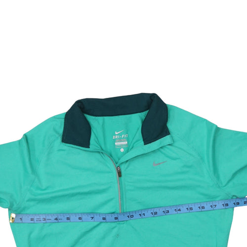 Nike Men's Green Dri-FIT Long Sleeve 1/4 Zip Running Top L