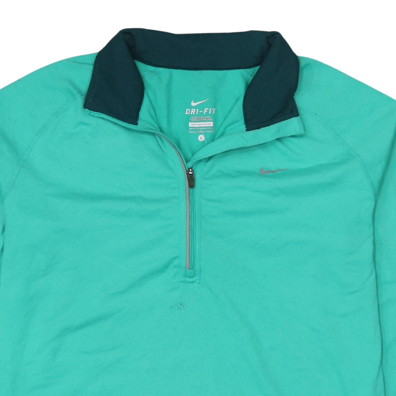 Nike Men's Green Dri-FIT Long Sleeve 1/4 Zip Running Top L