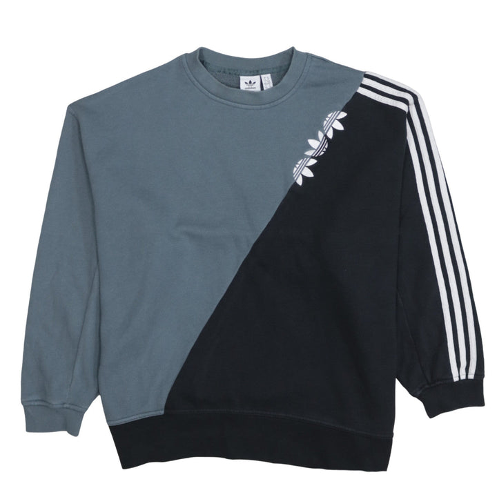 Adidas Women's Blue & Black Colourblock Crew Neck Sweatshirt Size 14