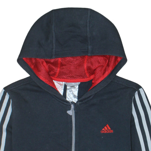 Adidas Boys Grey & Black Full Zip Hoodie Size 13-14 Years Classic Sportswear