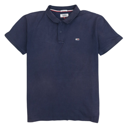 Tommy Jeans Men's Blue Regular Fit Cotton Polo Shirt L