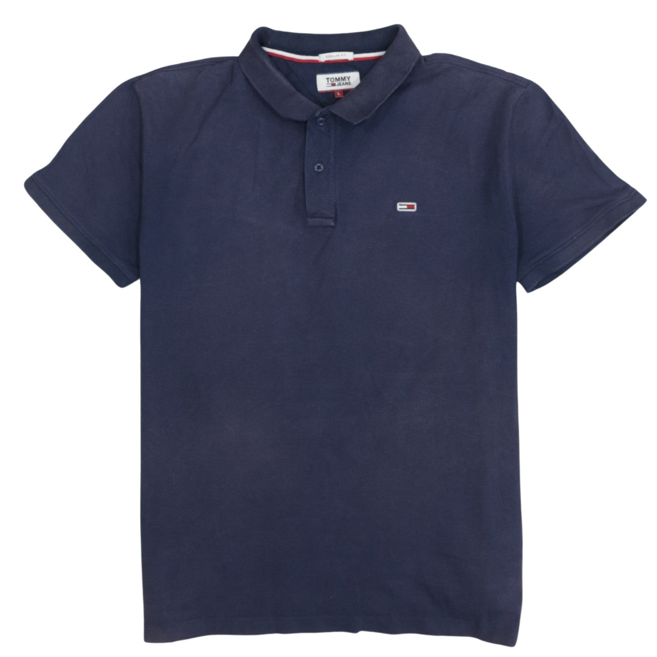 Tommy Jeans Men's Blue Regular Fit Cotton Polo Shirt L