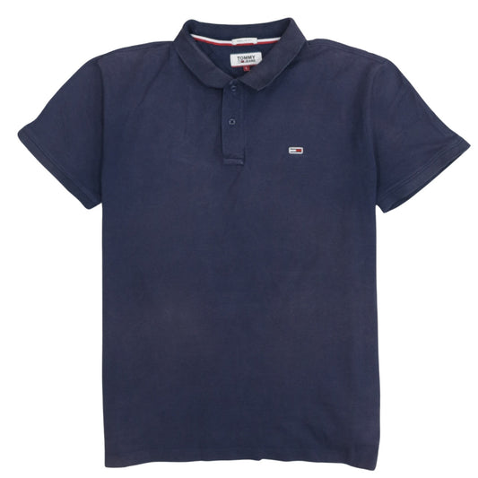 Tommy Jeans Men's Blue Regular Fit Cotton Polo Shirt L