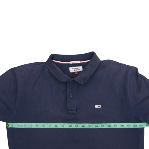 Tommy Jeans Men's Blue Regular Fit Cotton Polo Shirt L