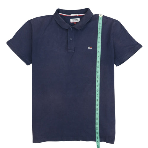 Tommy Jeans Men's Blue Regular Fit Cotton Polo Shirt L