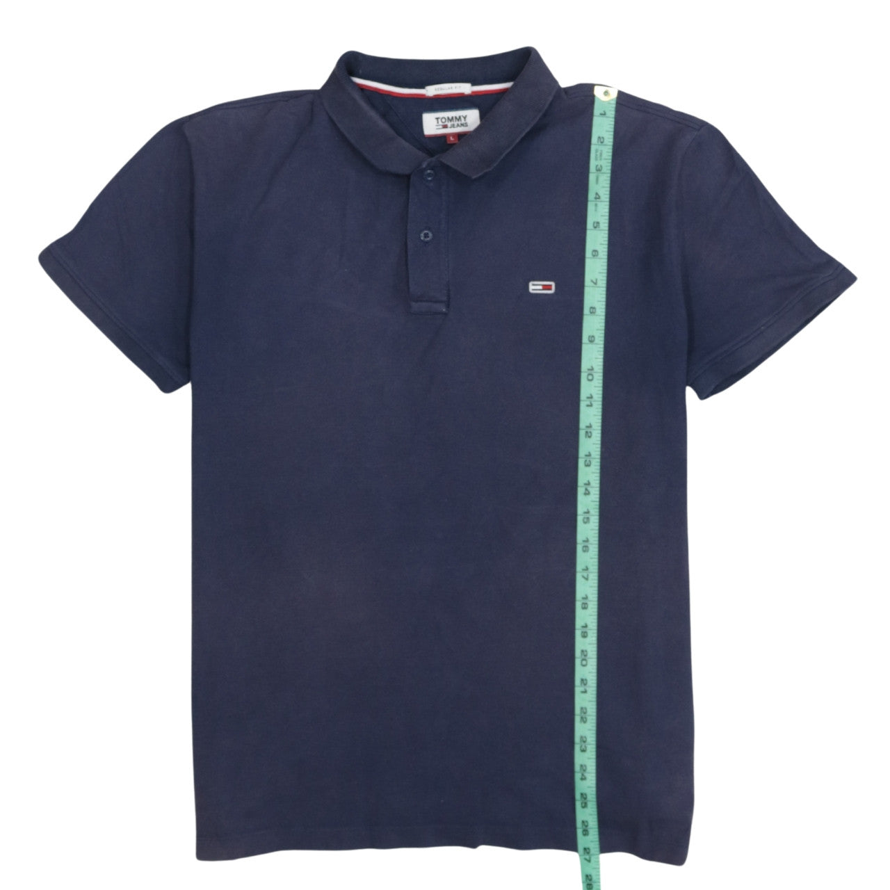 Tommy Jeans Men's Blue Regular Fit Cotton Polo Shirt L