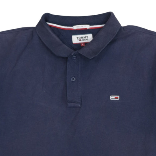 Tommy Jeans Men's Blue Regular Fit Cotton Polo Shirt L
