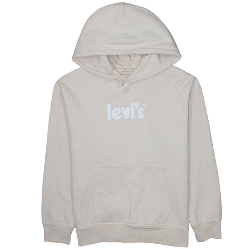 Levi's Women's Beige Pullover Hoodie Small Cotton Logo Sweatshirt