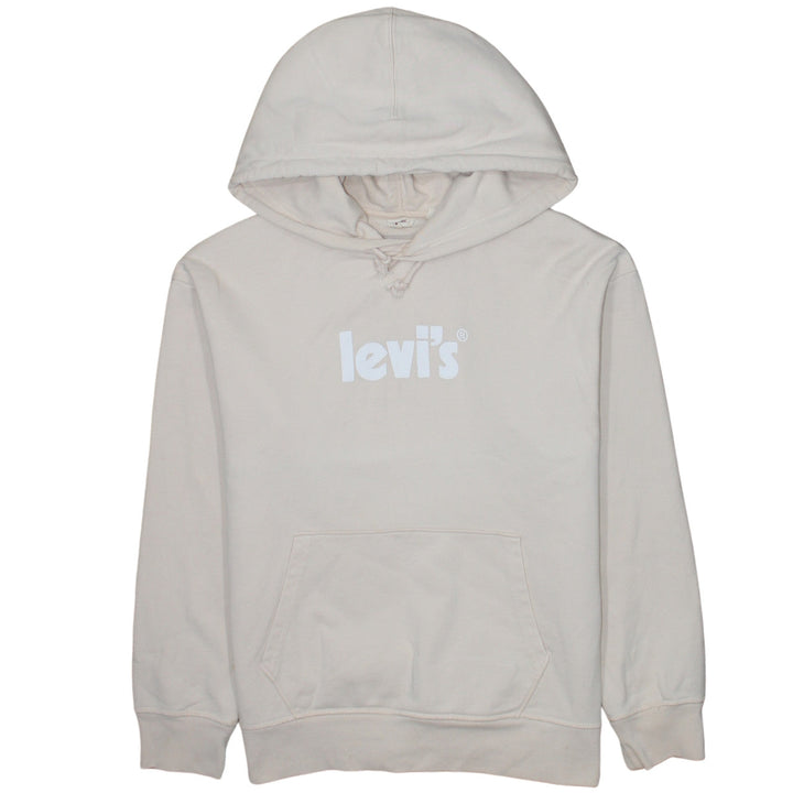 Levi's Women's Beige Pullover Hoodie Small Cotton Logo Sweatshirt