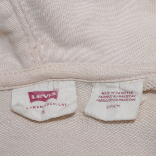 Levi's Women's Beige Pullover Hoodie Small Cotton Logo Sweatshirt