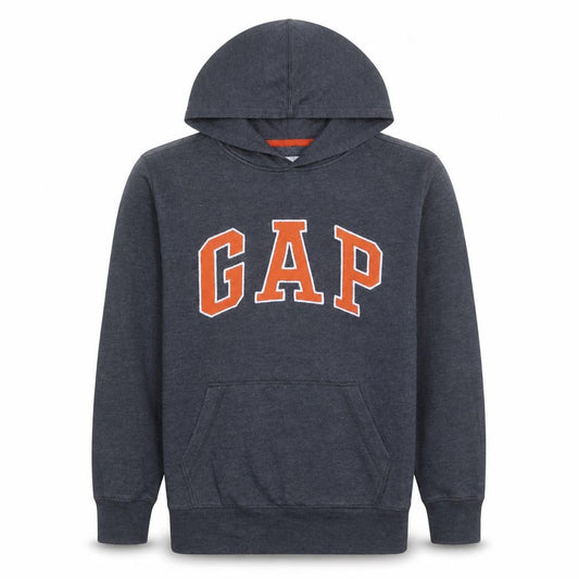 Front view of Gap Kids boys’ charcoal pullover hoodie xxl cotton blend fleece lined