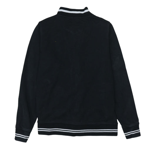 Stussy Mens Black Medium Button Up College Sweatshirt Jacket