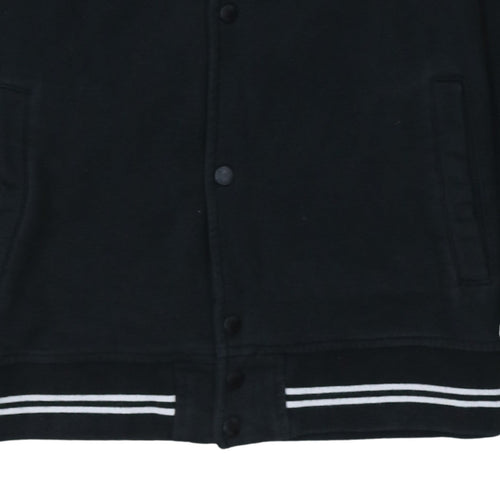 Stussy Mens Black Medium Button Up College Sweatshirt Jacket