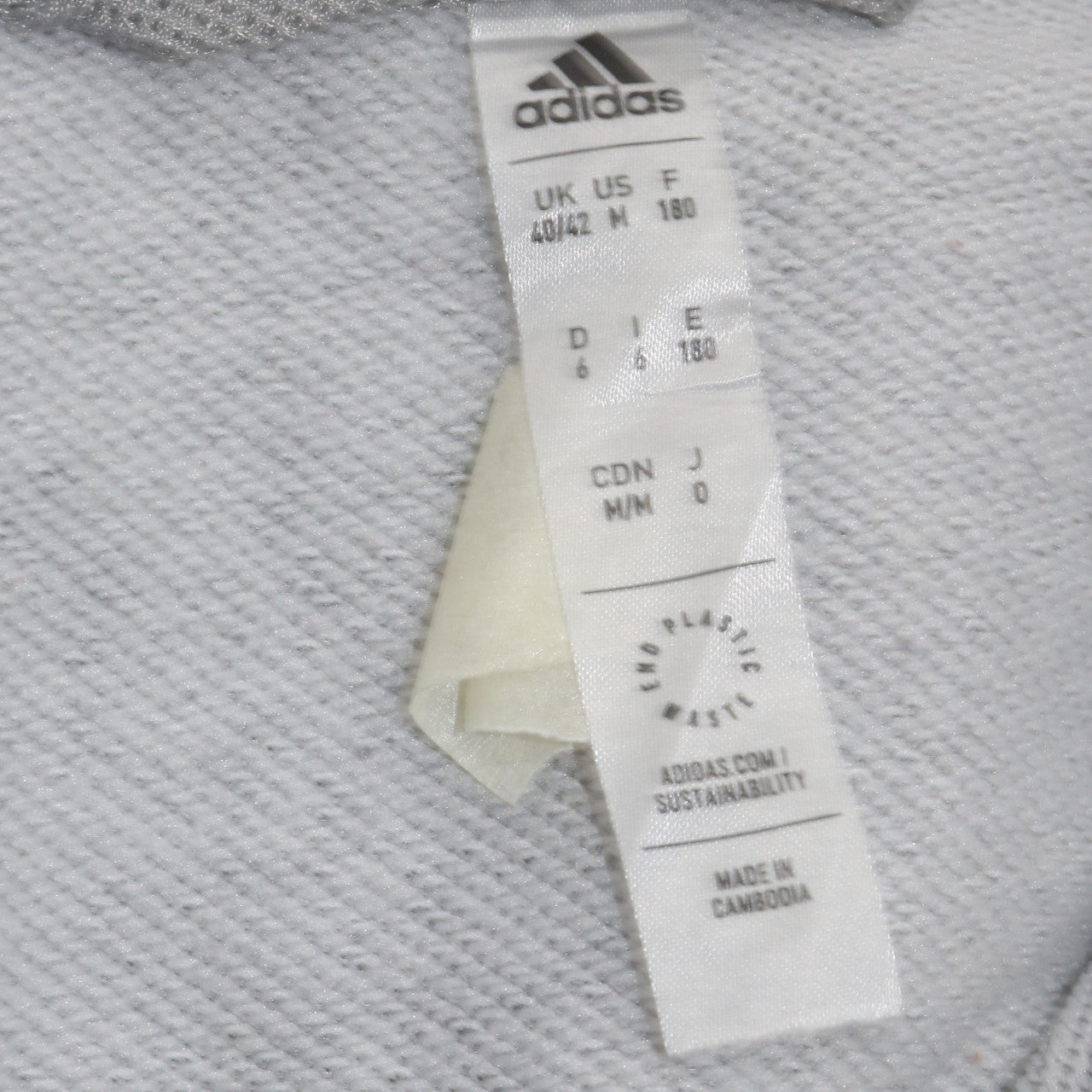 Adidas Mens Grey Full Zip Sweatshirt Jacket Size M Regular Fit