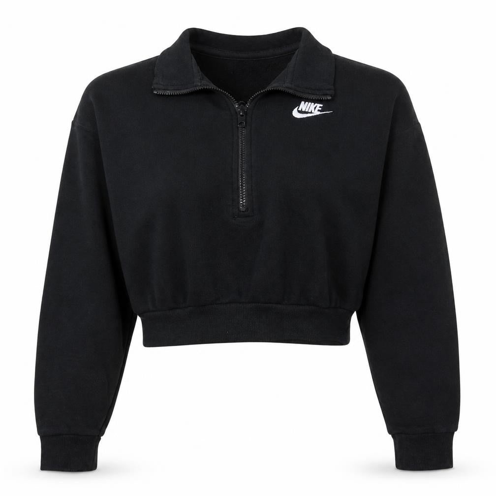 Front view of Nike Women's Black XS 1/2 Zip Pullover Sweatshirt