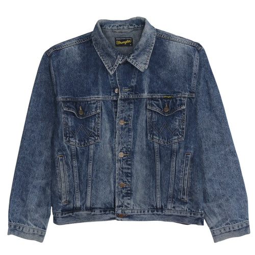 Wrangler Men's Blue Denim Basic Jacket L Regular Fit Classic Style