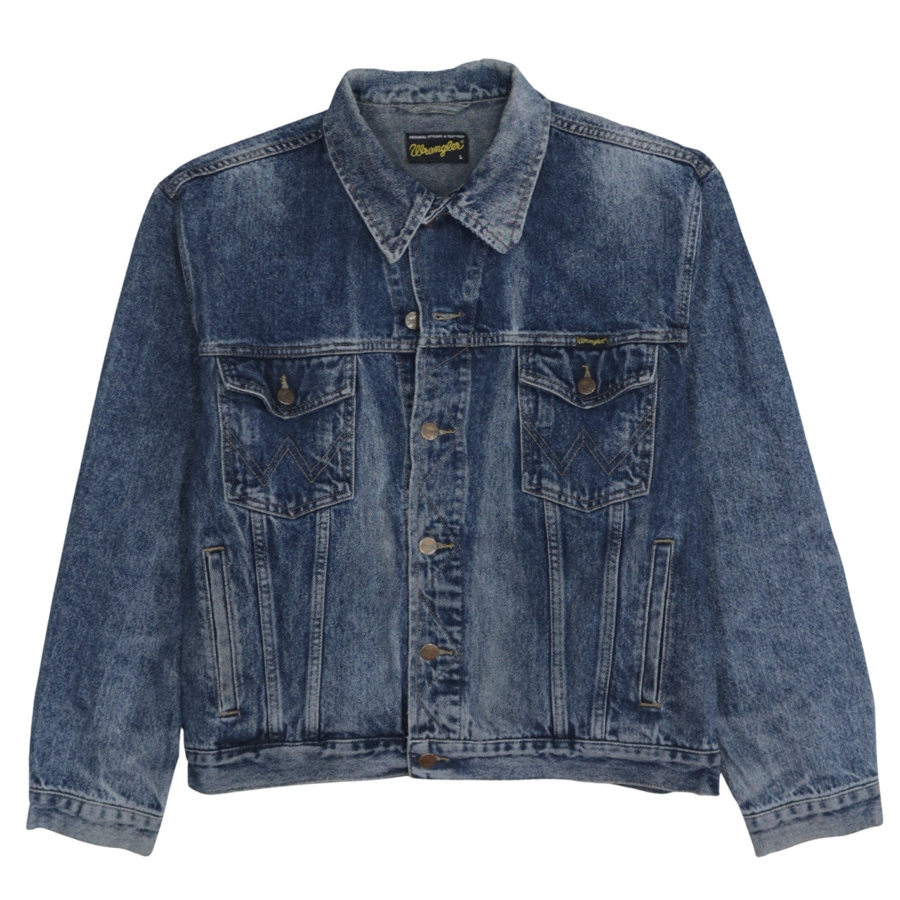 Wrangler Men's Blue Denim Basic Jacket L Regular Fit Classic Style