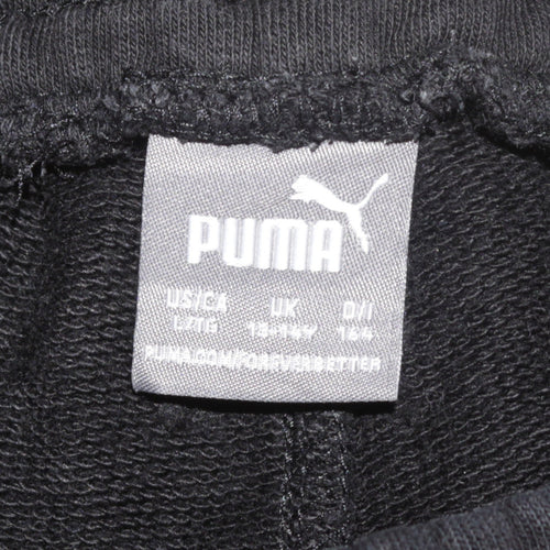 Puma Boys Black Jogger Sweatpants 14 Years Cotton Blend Fleece Trousers