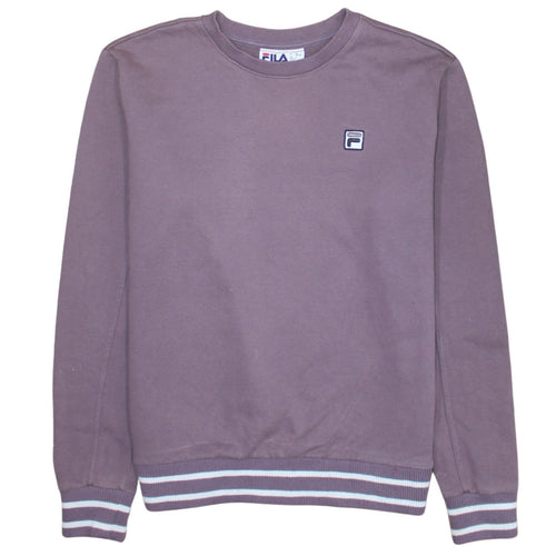 Fila Men Brown Crew Neck Pullover Sweatshirt Size L Classic Logo