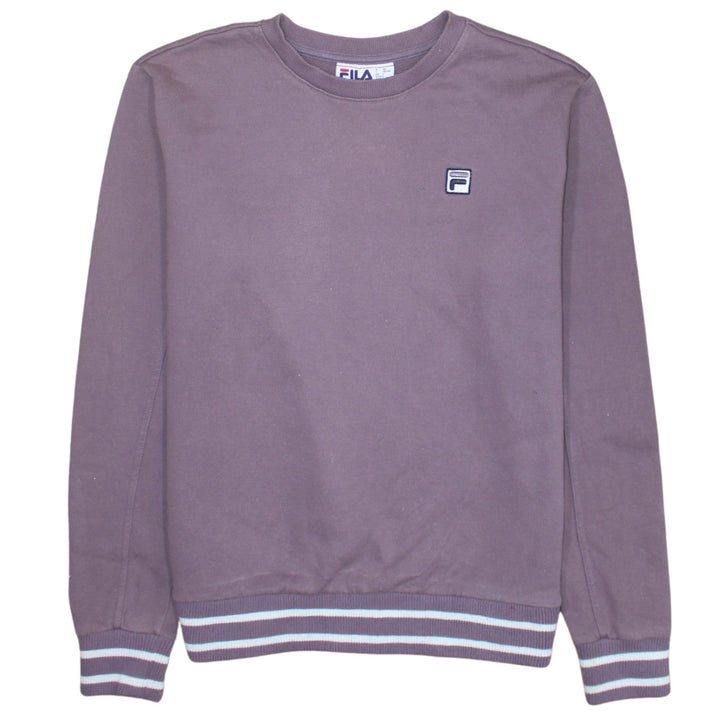 Fila Men Brown Crew Neck Pullover Sweatshirt Size L Classic Logo