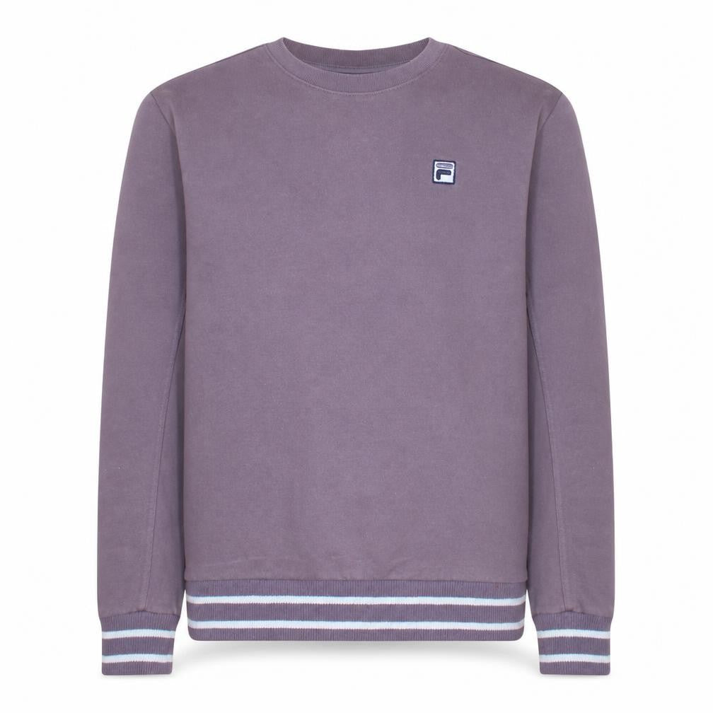 Front view of Fila Men Brown Crew Neck Pullover Sweatshirt, size L, Classic Logo