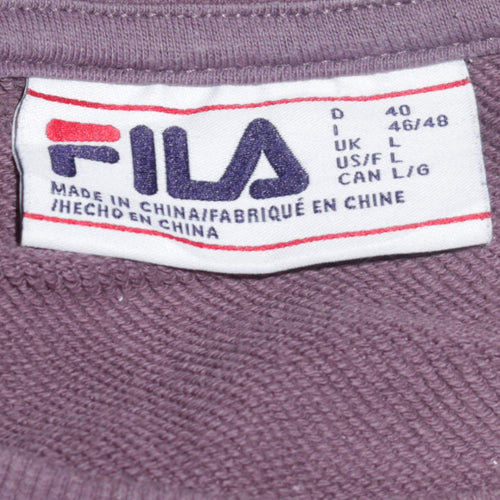 Fila Men Brown Crew Neck Pullover Sweatshirt Size L Classic Logo